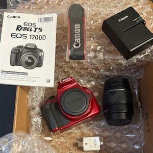 Canon EOS 1200D Red DSLR Camera Set